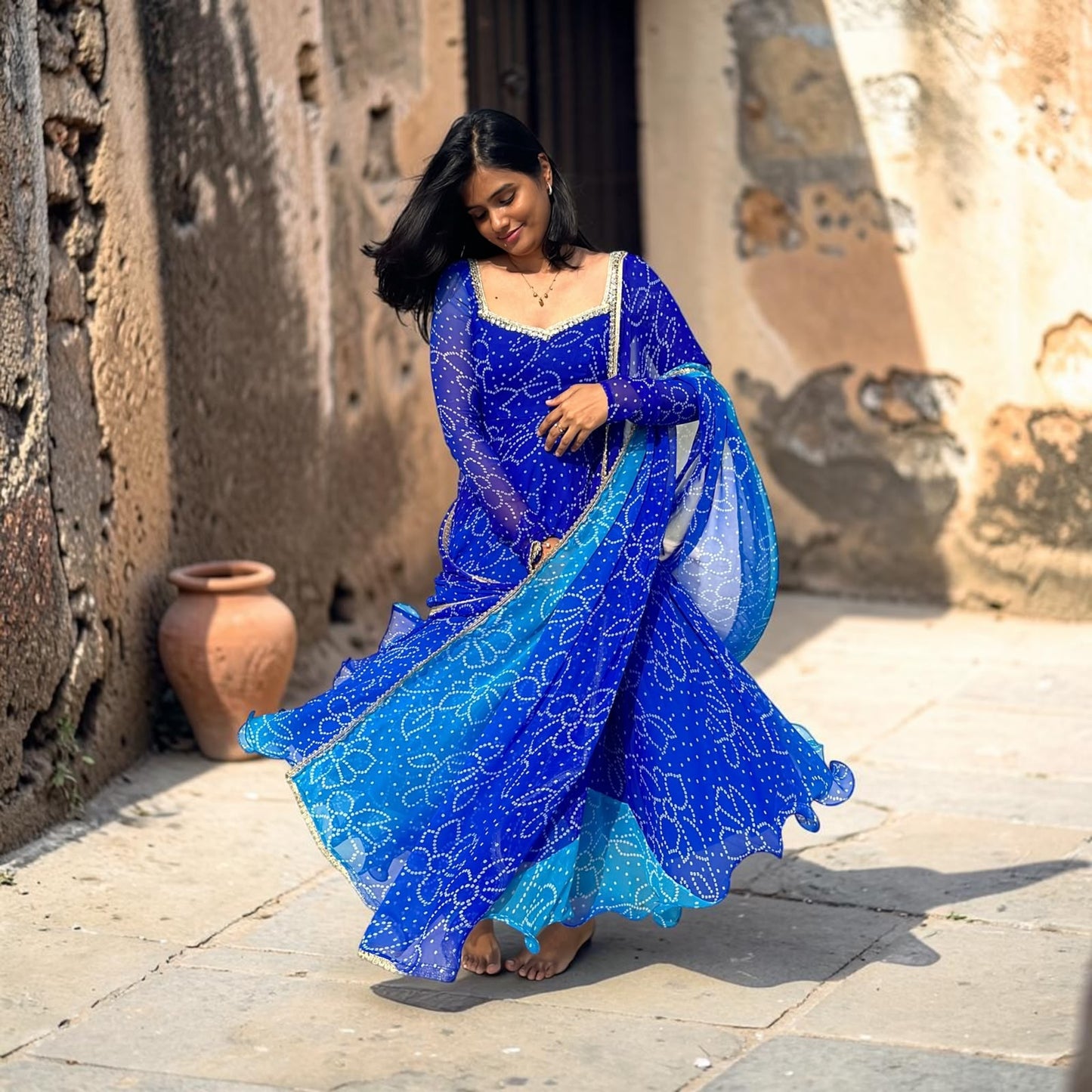 Georgette Bandhani Anarkali