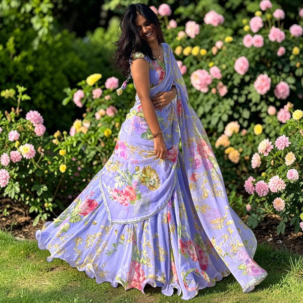FLORAL LAVENDER LEHENGA