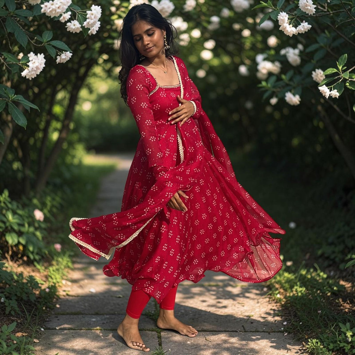CHIFFON BANDHANI ANARKALI