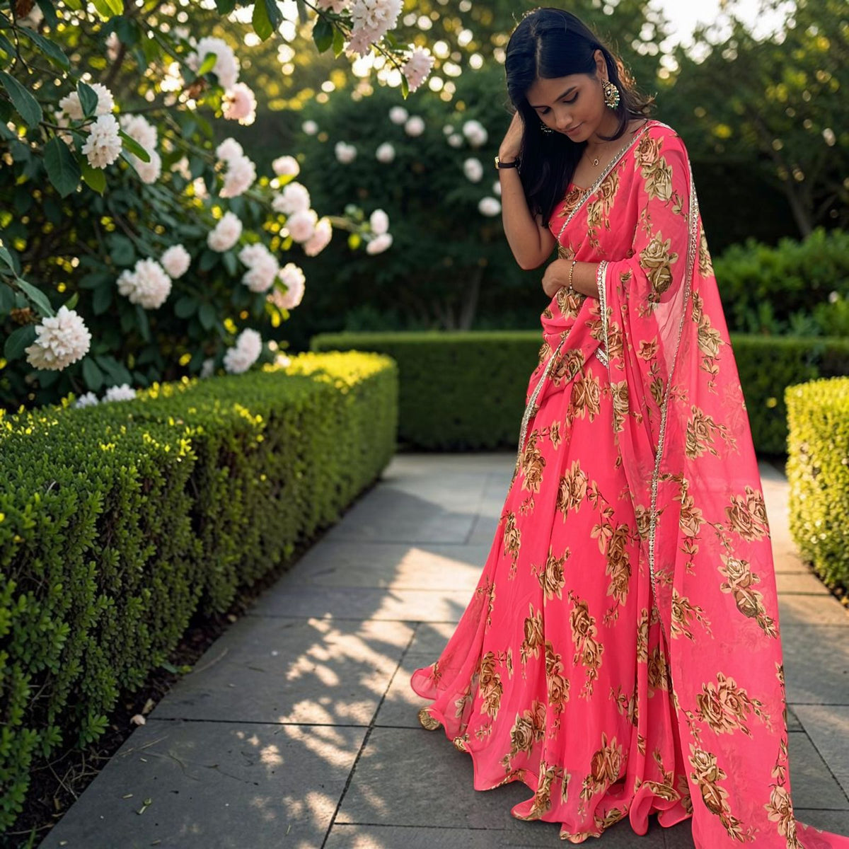PINK FLORAL LEHEGNA