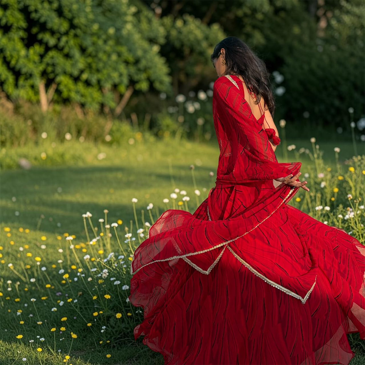 CHERRY RED LEHENGA