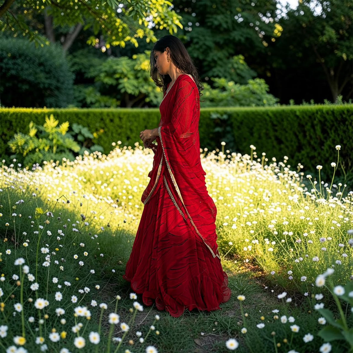 CHERRY RED LEHENGA