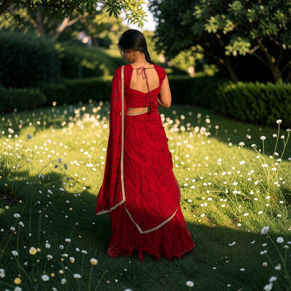 CHERRY RED LEHENGA