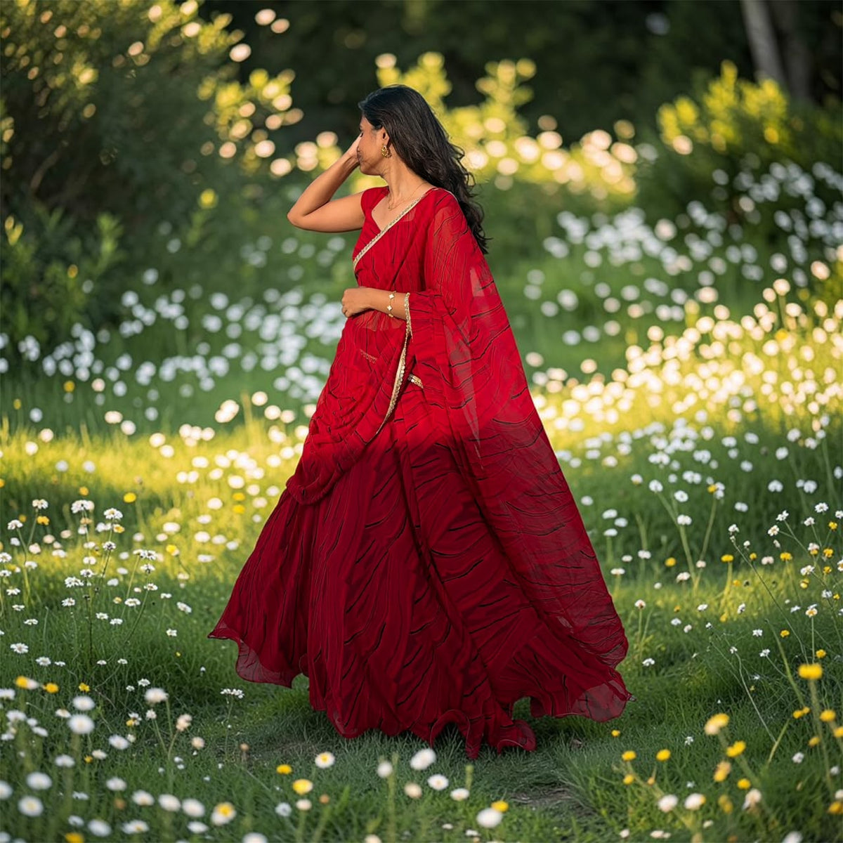CHERRY RED LEHENGA