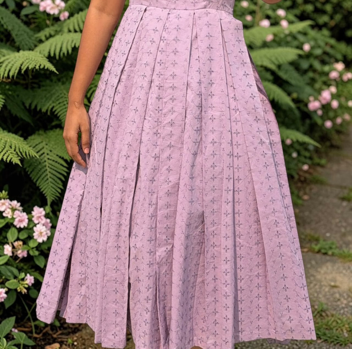 LILAC LAVENDER BOX PLEAT MIDI FROCK
