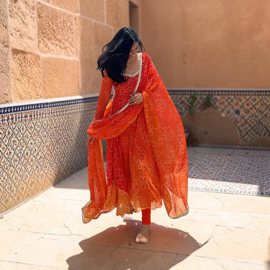 Georgette Bandhani Anarkali