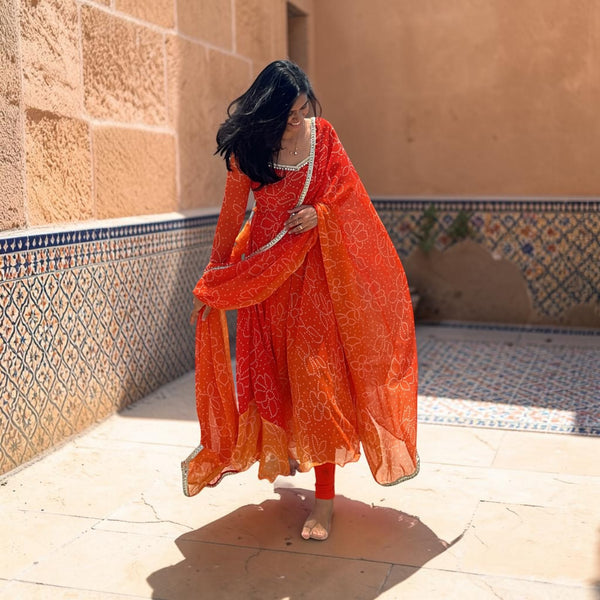 Georgette Bandhani Anarkali