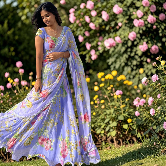 FLORAL LAVENDER LEHENGA