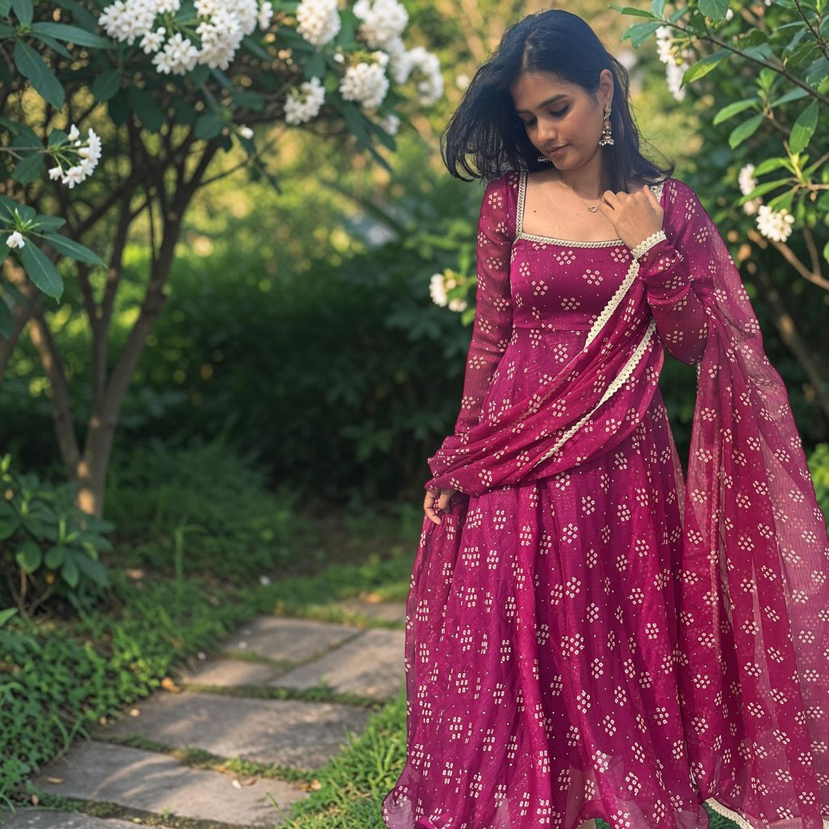 CHIFFON BANDHANI ANARKALI