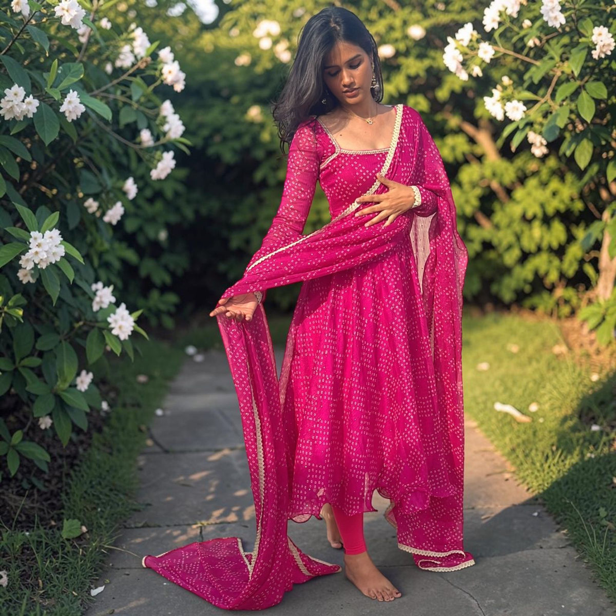 CHIFFON BANDHANI ANARKALI