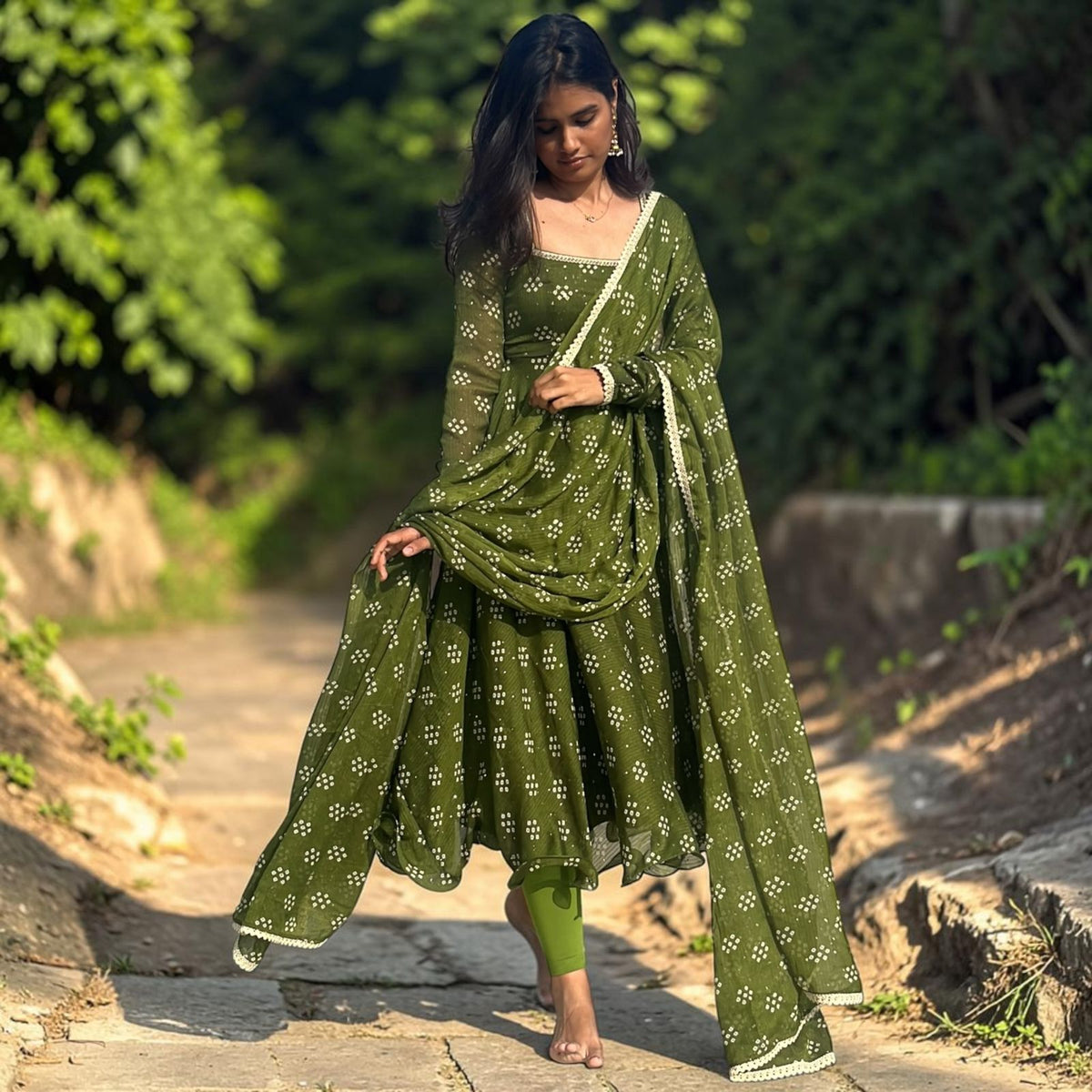 CHIFFON BANDHANI ANARKALI