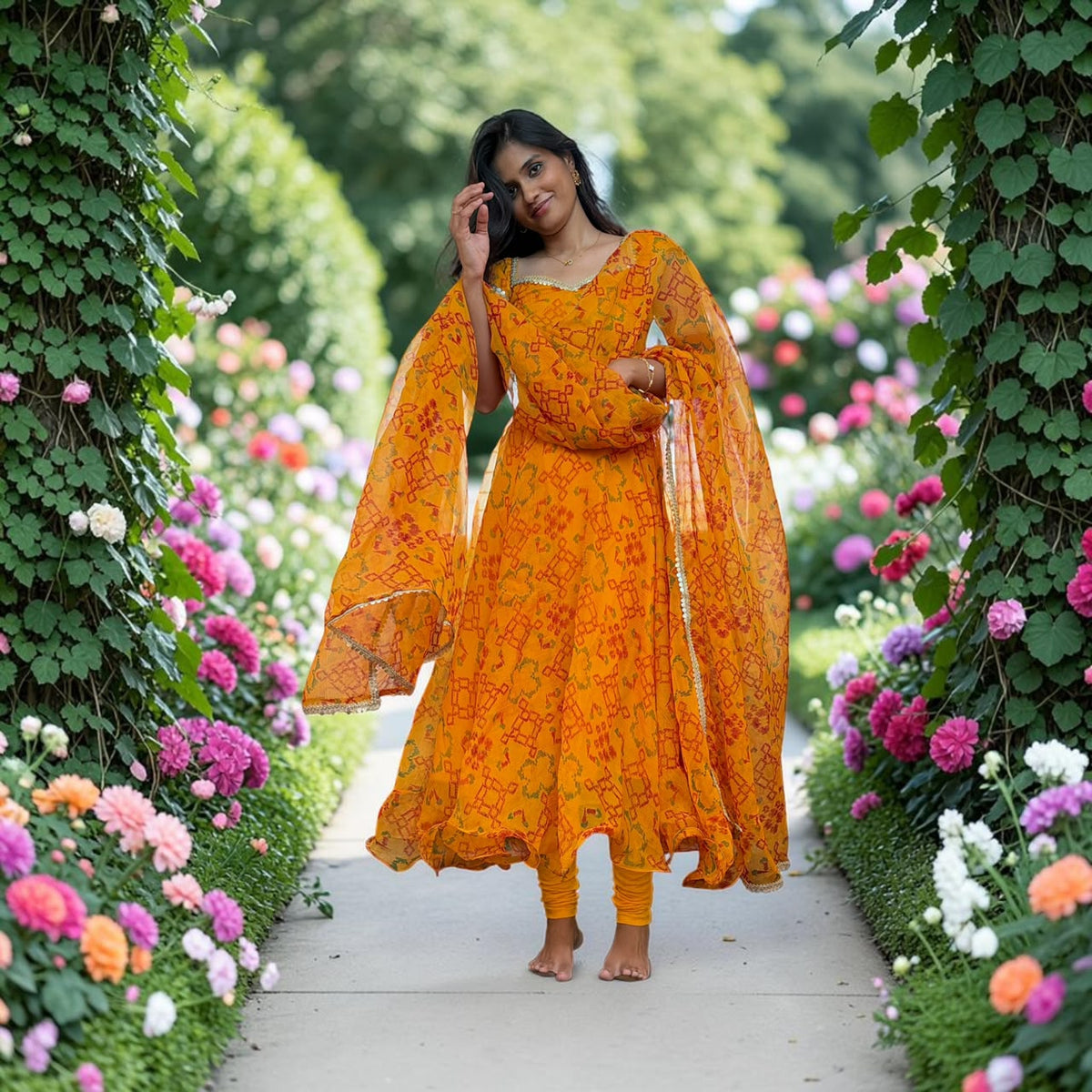 Deep Golden Yellow Anarkali
